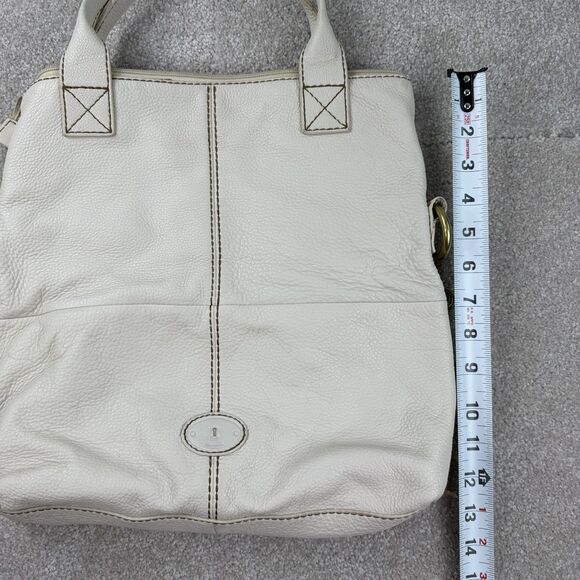 Fossil Leather Bag Crossbody Strap Top Handles Tote Long Vintage - Picture 3 of 8